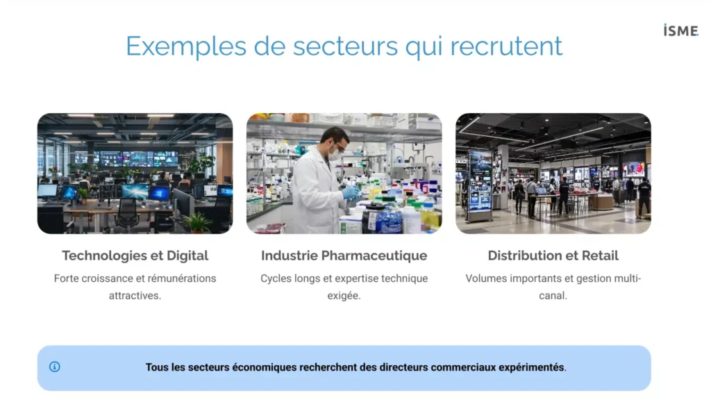 Exemples de secteurs qui recrutent des directeurs commerciaux