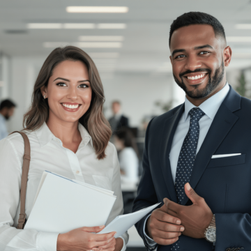 2 directeurs des ressources humaines (un homme et une femme) ravis de faire leur travail