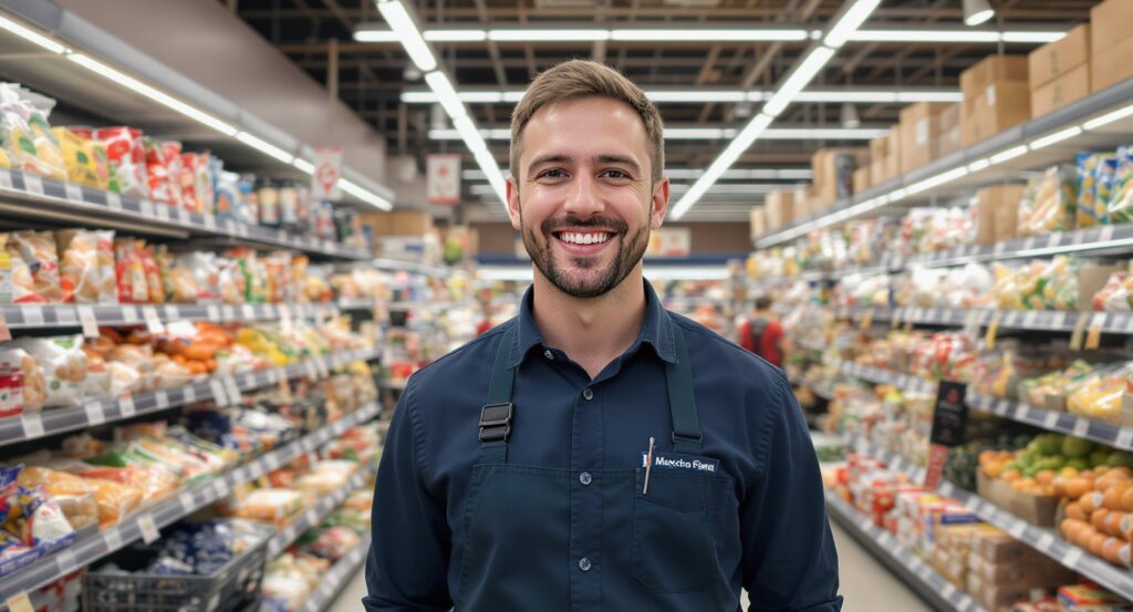 Un chef de rayon dans un supermarché
