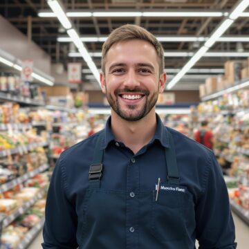 Un chef de rayon dans un supermarché
