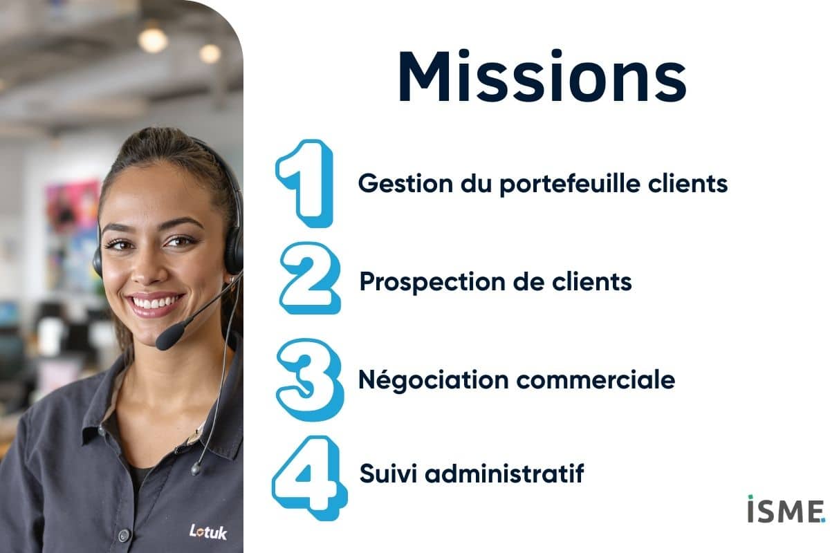 Infographie résumant les missions quotidiennes du chargé de clientèle