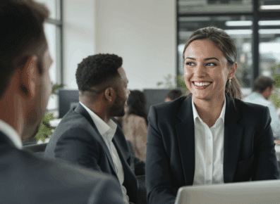 Une office manager ravie de faire son travail
